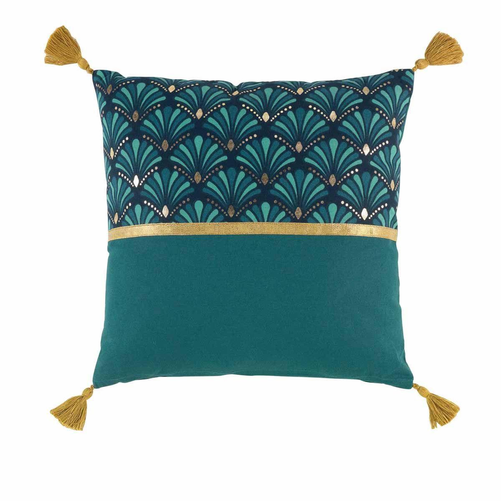Douceur d'Intérieur Coussin déco imprimé  art chic  40x40cm bleu