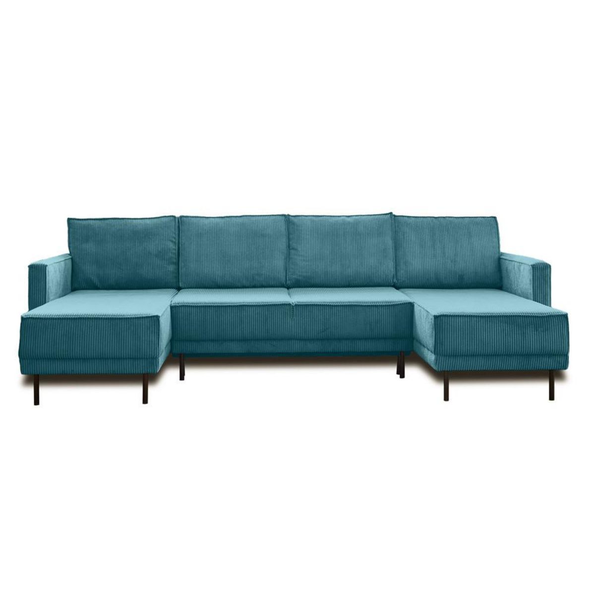 LISA DESIGN Charlie - canapé panoramique en u - 7 places - convertible avec coffre - en velours côtelé