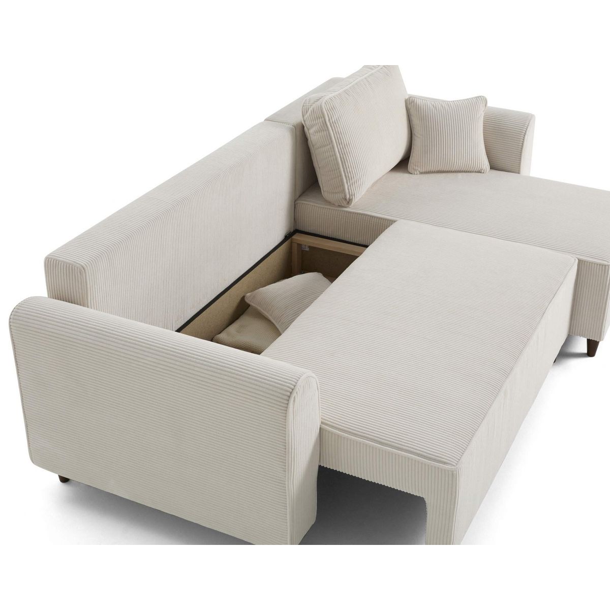 BEST MOBILIER Saphir - canapé d'angle réversible 4 places - convertible avec coffre - en velours côtelé