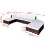 Voir la diapositive 6 : VIDAXL Salon de jardin 6 pcs avec coussins Resine tressee Marron
