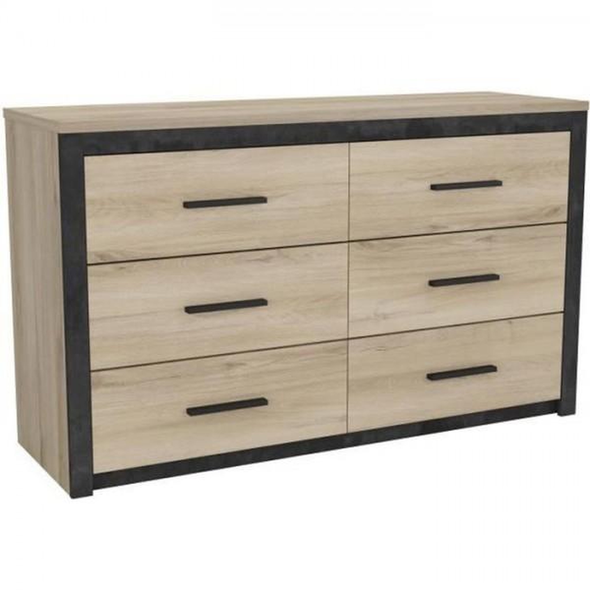 Demeyere Commode 6 tiroirs Colorado - Décor Chene Kornberg - L 129,1 x H 77,1 x P 41,8 cm - DEMEYERE