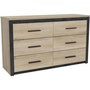 Voir la diapositive 1 : Demeyere Commode 6 tiroirs Colorado - Décor Chene Kornberg - L 129,1 x H 77,1 x P 41,8 cm - DEMEYERE