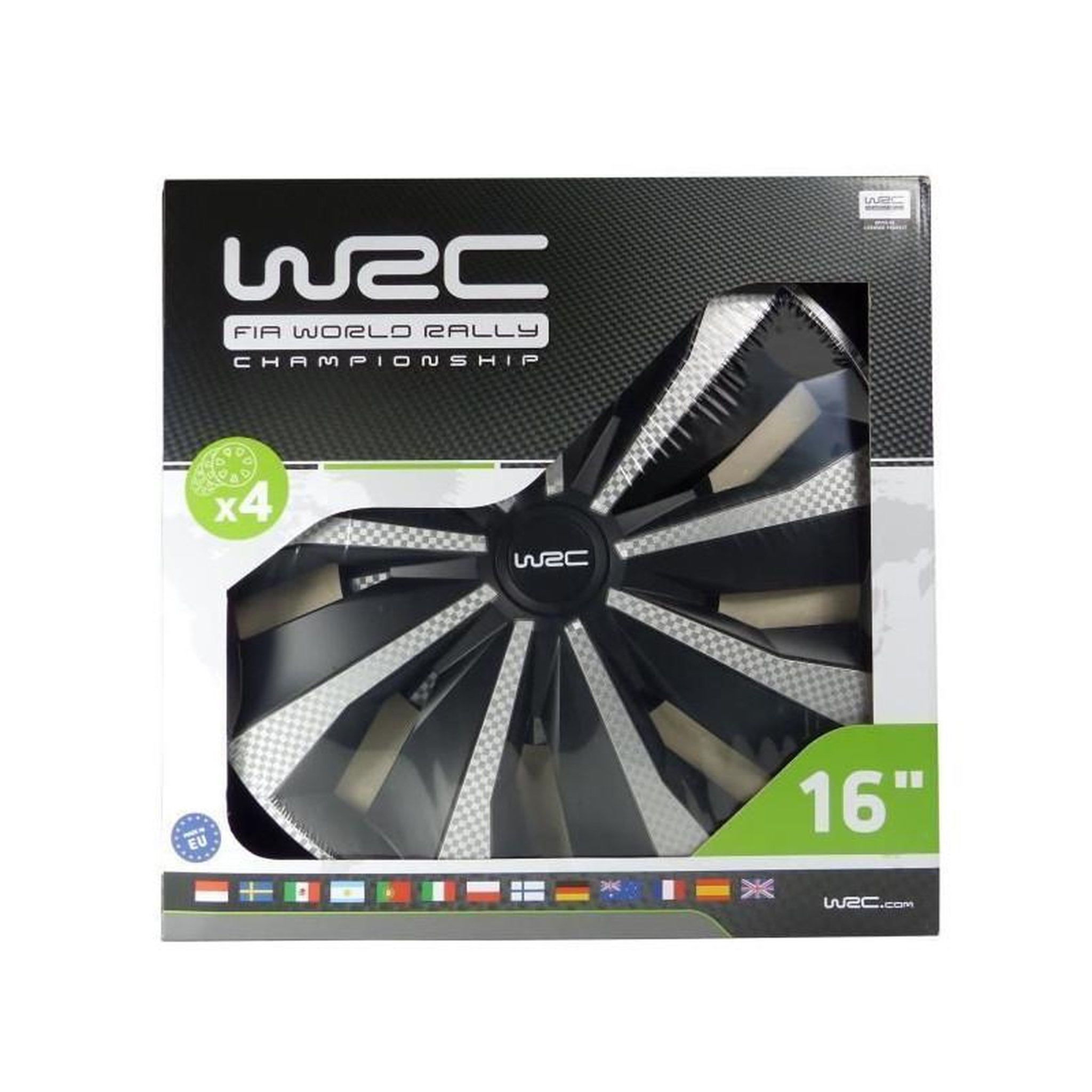 Voir la diapositive 2 : WRC WRC Boite 4 enjoliveurs 16 Carbon style