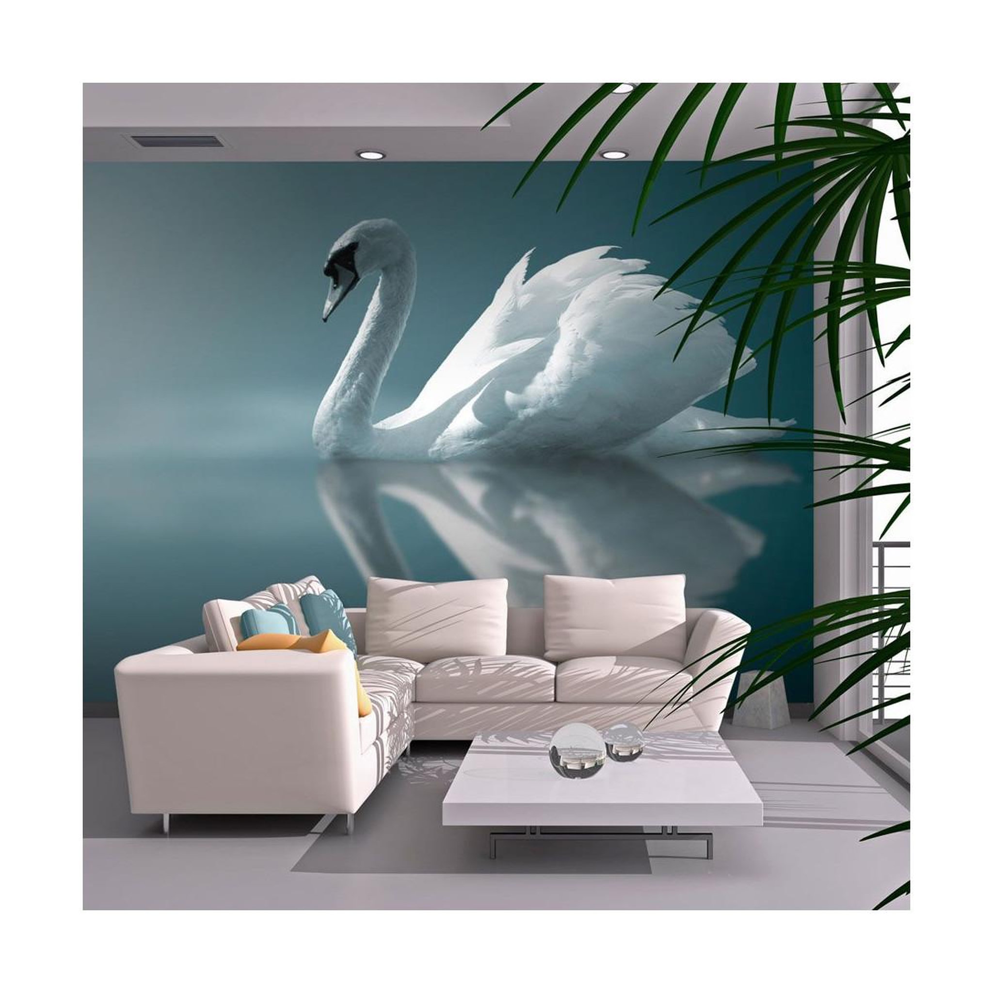 Paris Prix Papier peint  cygne blanc. Coloris disponibles : Multicolore