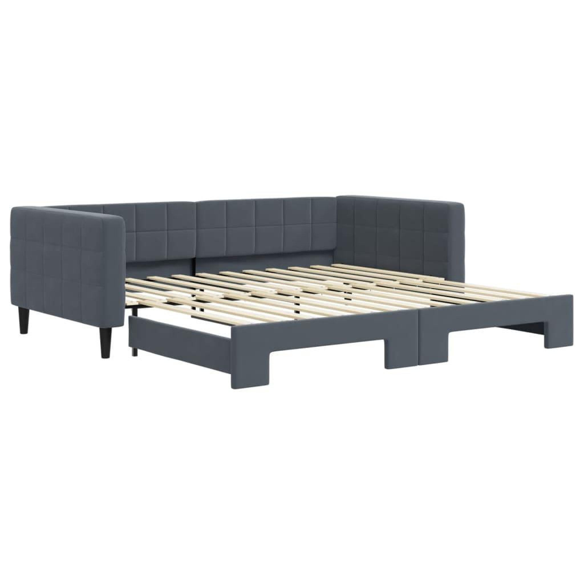 Voir la diapositive 2 : VIDAXL Lit de jour avec gigogne sans matelas gris fonce 100x200 cm