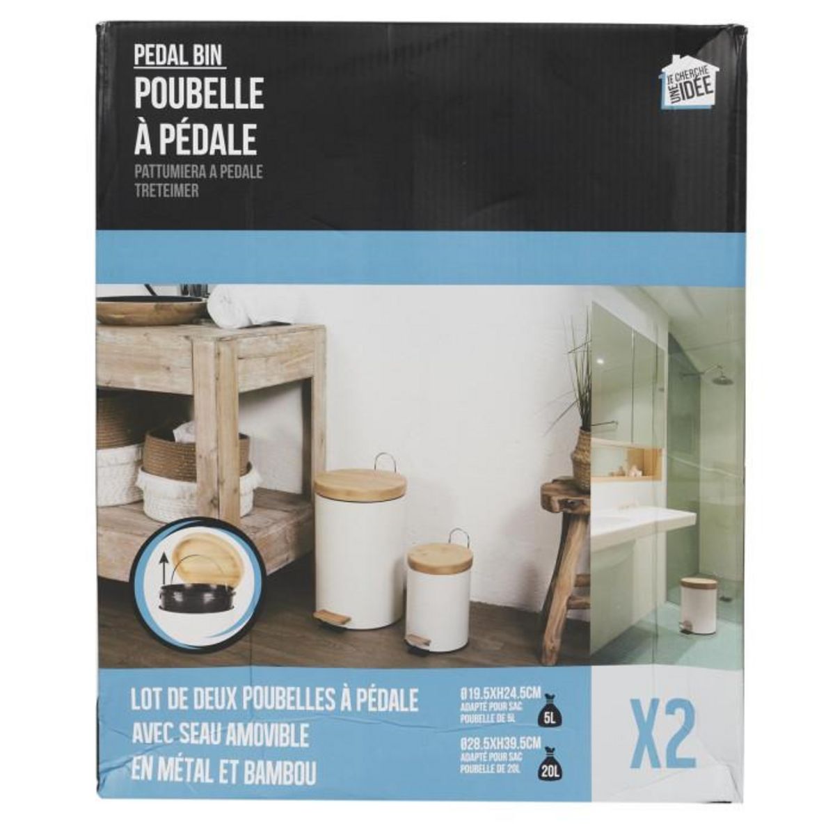 Paris Prix Lot de 2 Poubelles à Pédale  Shari  15L Blanc