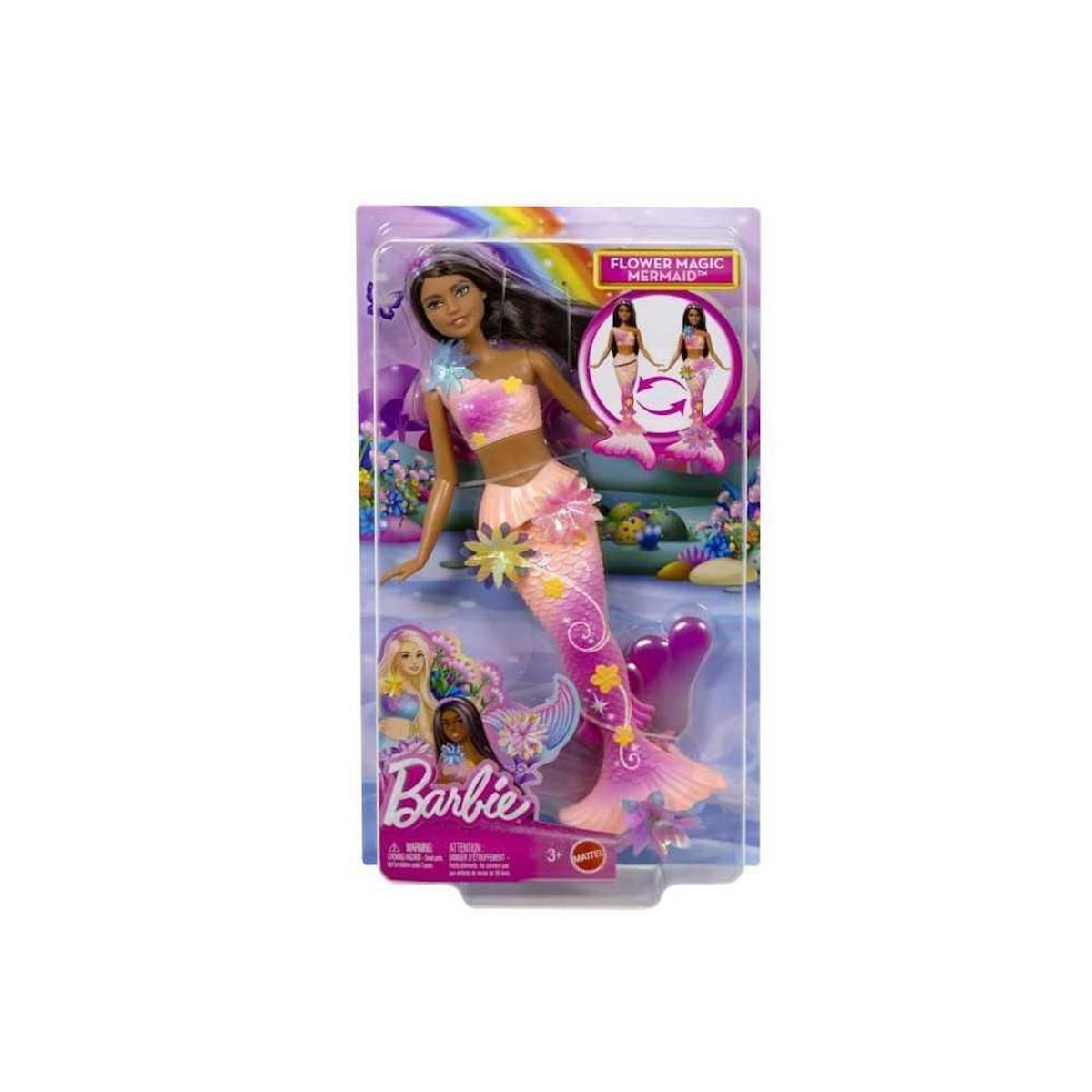 BARBIE Barbie - Sirene Fleur Magique - Poupée aux longs cheveux bruns - Barbie - JDM73