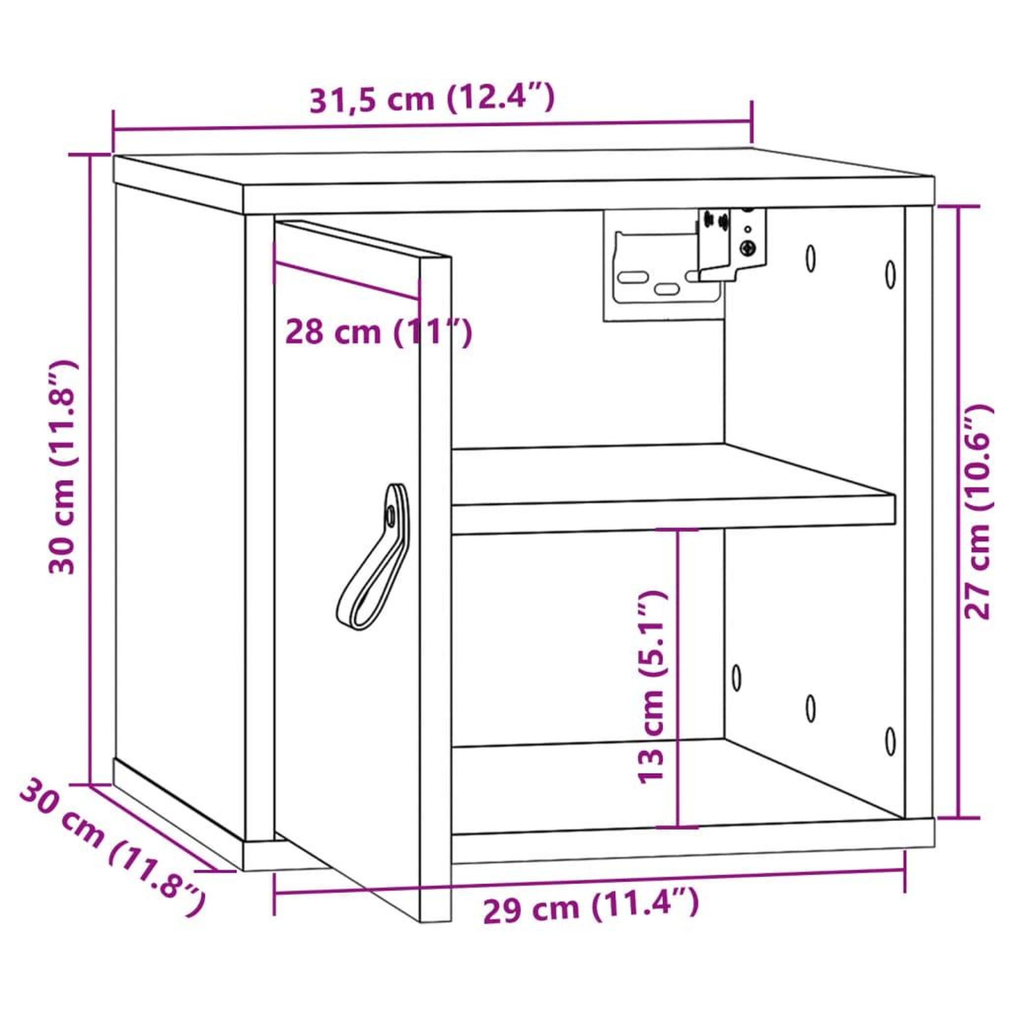Voir la diapositive 6 : VIDAXL Armoire murale 31,5x30x30 cm Bois de pin massif