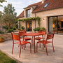 Voir la diapositive 2 : CONCEPT USINE Ensemble table de jardin carrée 70cm et 4 chaises terracotta BERGAME