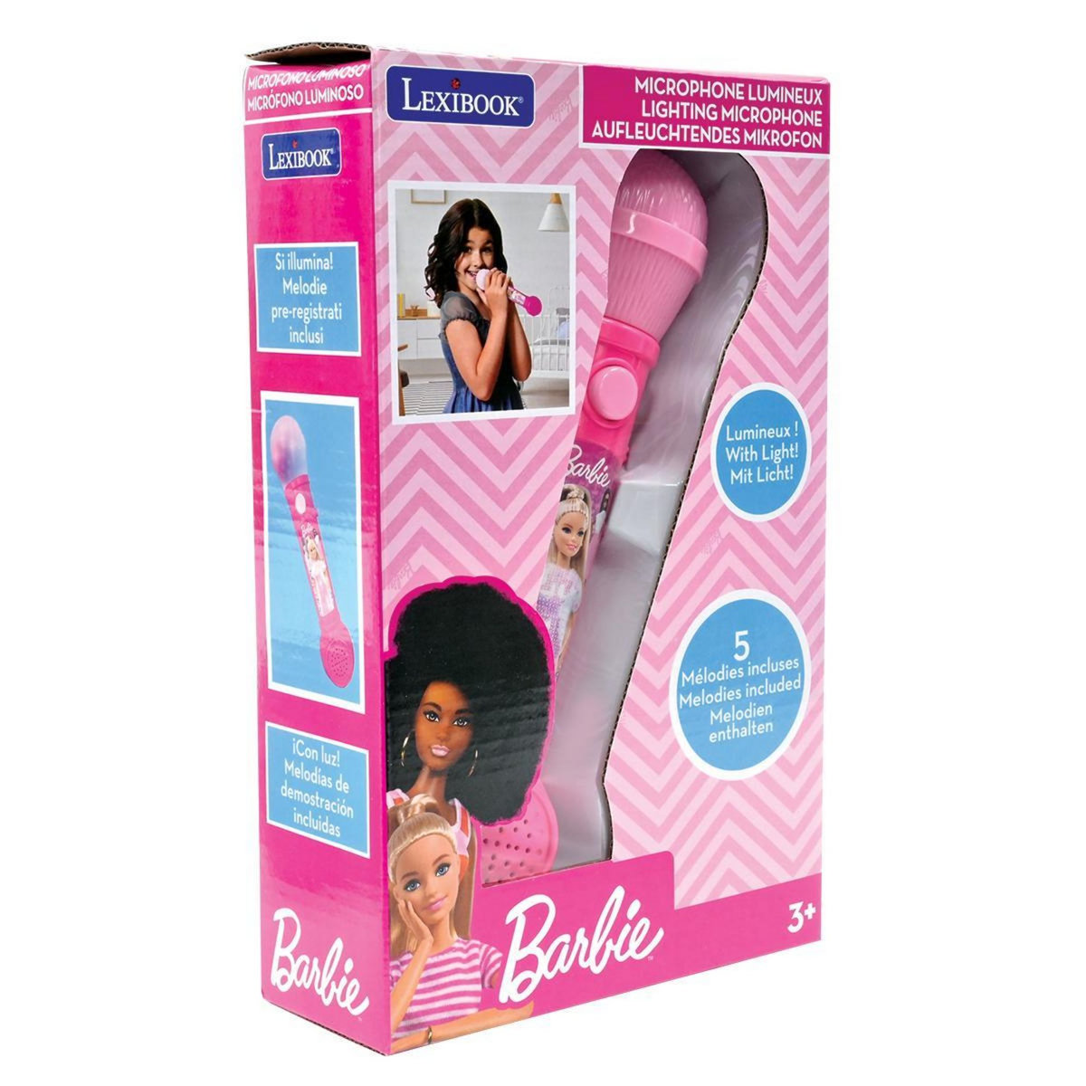 Lexibook Microphone Lumineux avec Mélodies et Effets Sonores Barbie