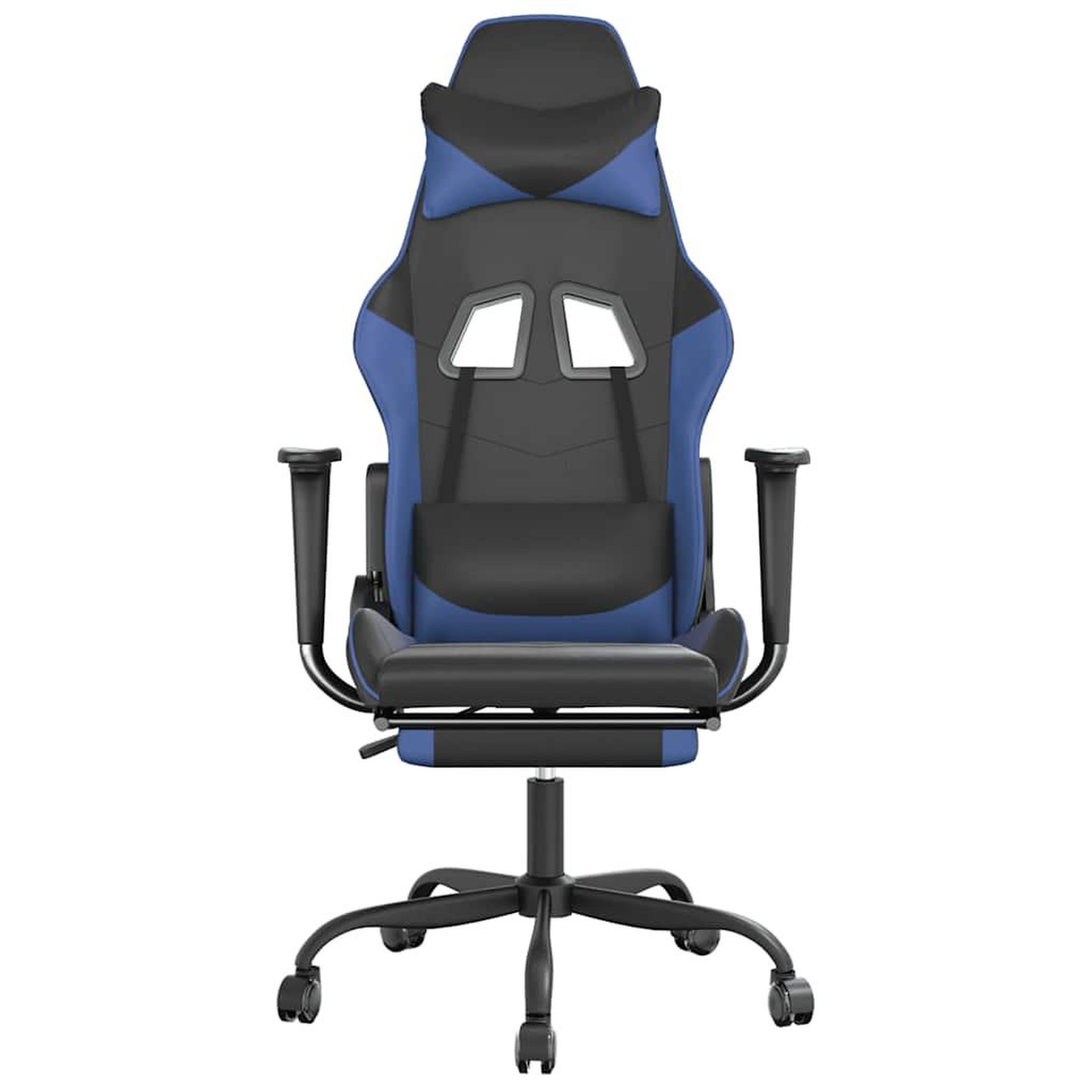 Voir la diapositive 4 : VIDAXL Chaise de jeu de massage et repose-pied Noir et bleu Similicuir