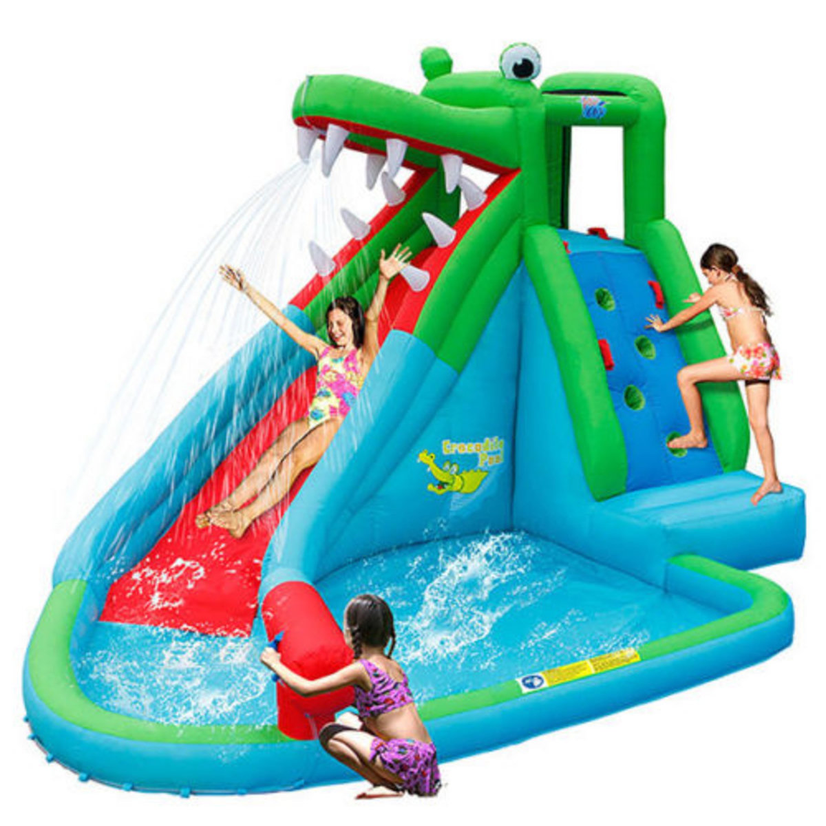HAPPY HOP Aire de jeux gonflable toboggan Crocodile