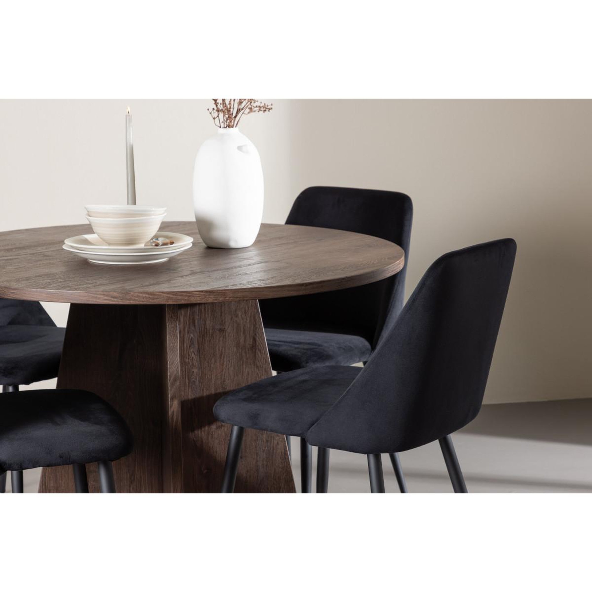 Voir la diapositive 5 : Paris Prix Ensemble table à manger & 4 chaises  bootcut & night  110cm moka & noir