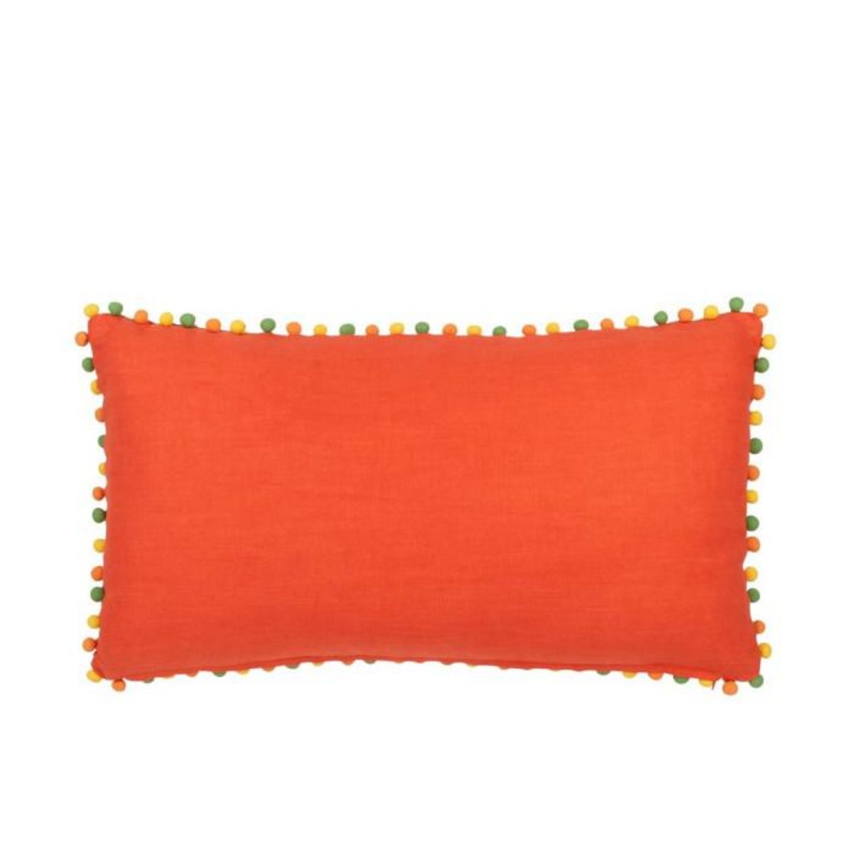 Paris Prix Coussin Déco à Pompons  Fleurs  35x65cm Orange