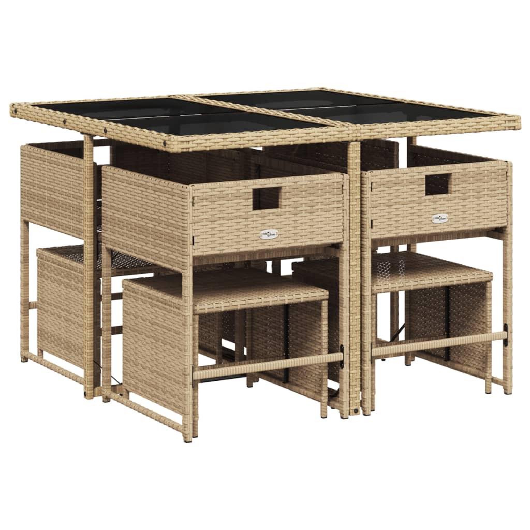 Voir la diapositive 3 : VIDAXL Ensemble a manger de jardin et coussins 9 pcs melange beige