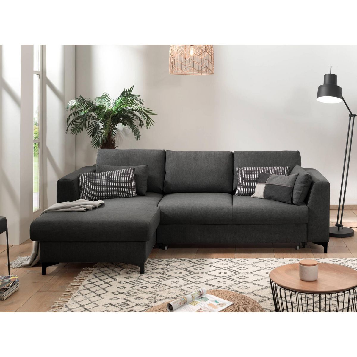 LISA DESIGN Tala - canapé d'angle gauche - convertible avec coffre - 4 places - en tissu