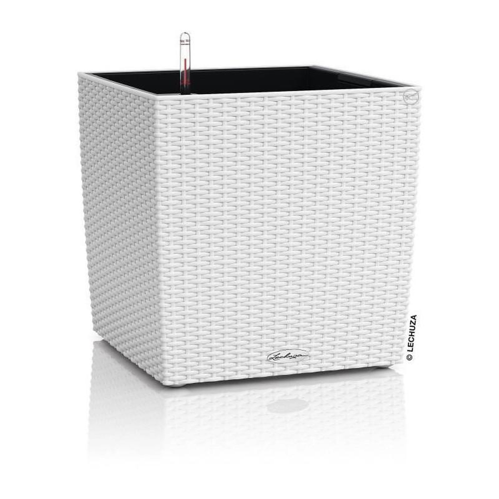 LECHUZA Pot de fleur LECHUZA Cube Cottage 50 - kit complet, blanc - Plastique - 14 L - 49 x 49 x 49,5 cm