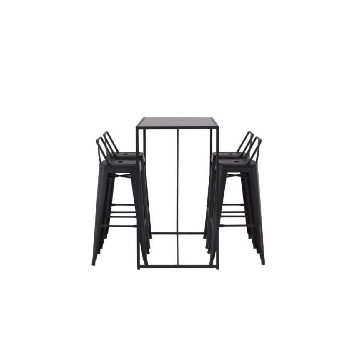 Paris Prix Ensemble Table de Bar & 4 Tabourets  Brea & Tempe  120cm Noir