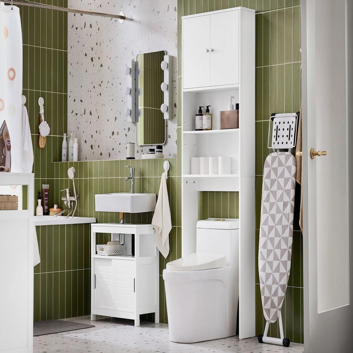 SOBUY SoBuy - Colonne De Salle De Bain à deux portes - Blanc - 65x20x182cm - Minimaliste - BZR165-W