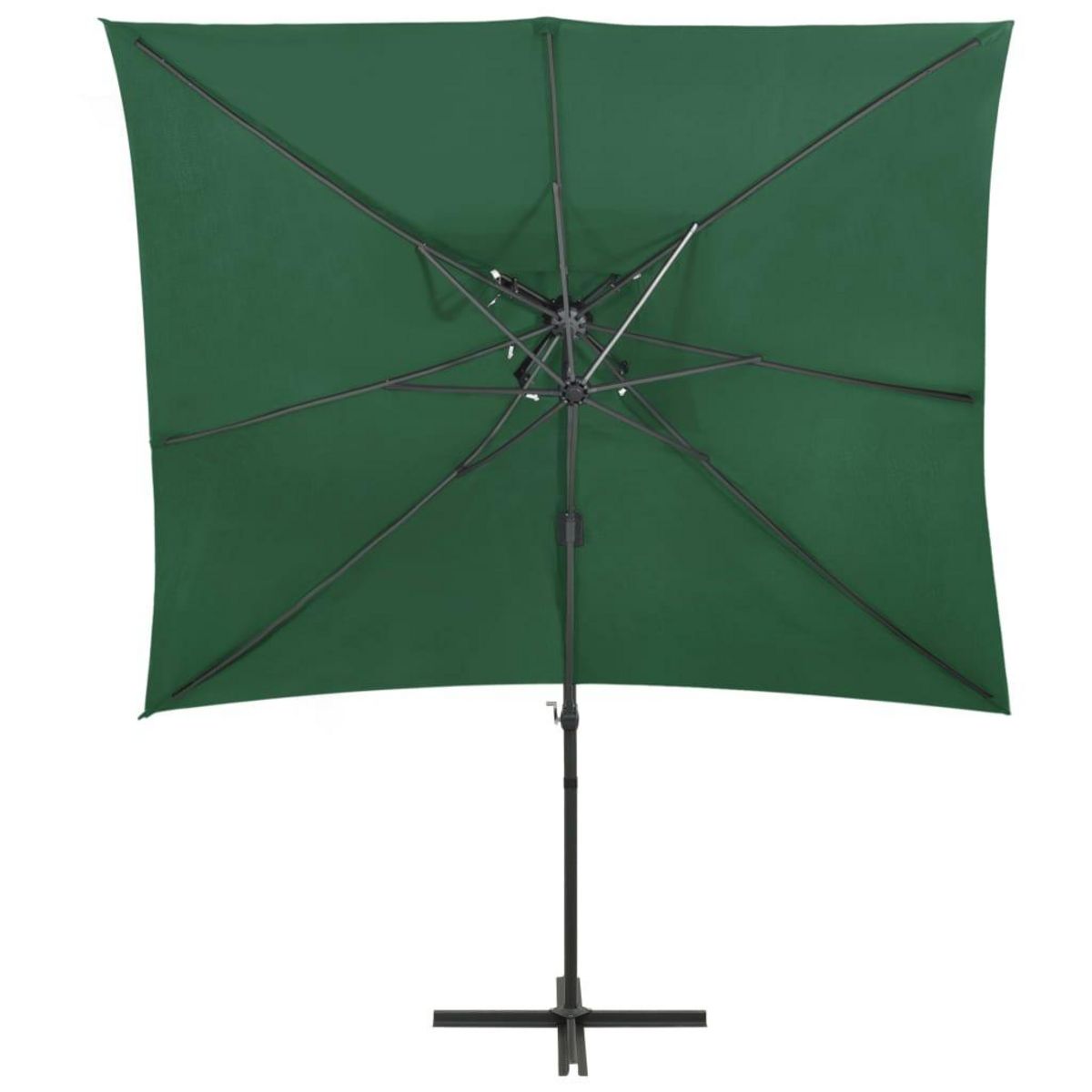 VIDAXL Parasol de jardin en porte-a-faux a double toit vert 250x250 cm
