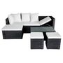 Voir la diapositive 5 : VIDAXL Salon de jardin 4 pcs avec coussins Resine tressee Noir