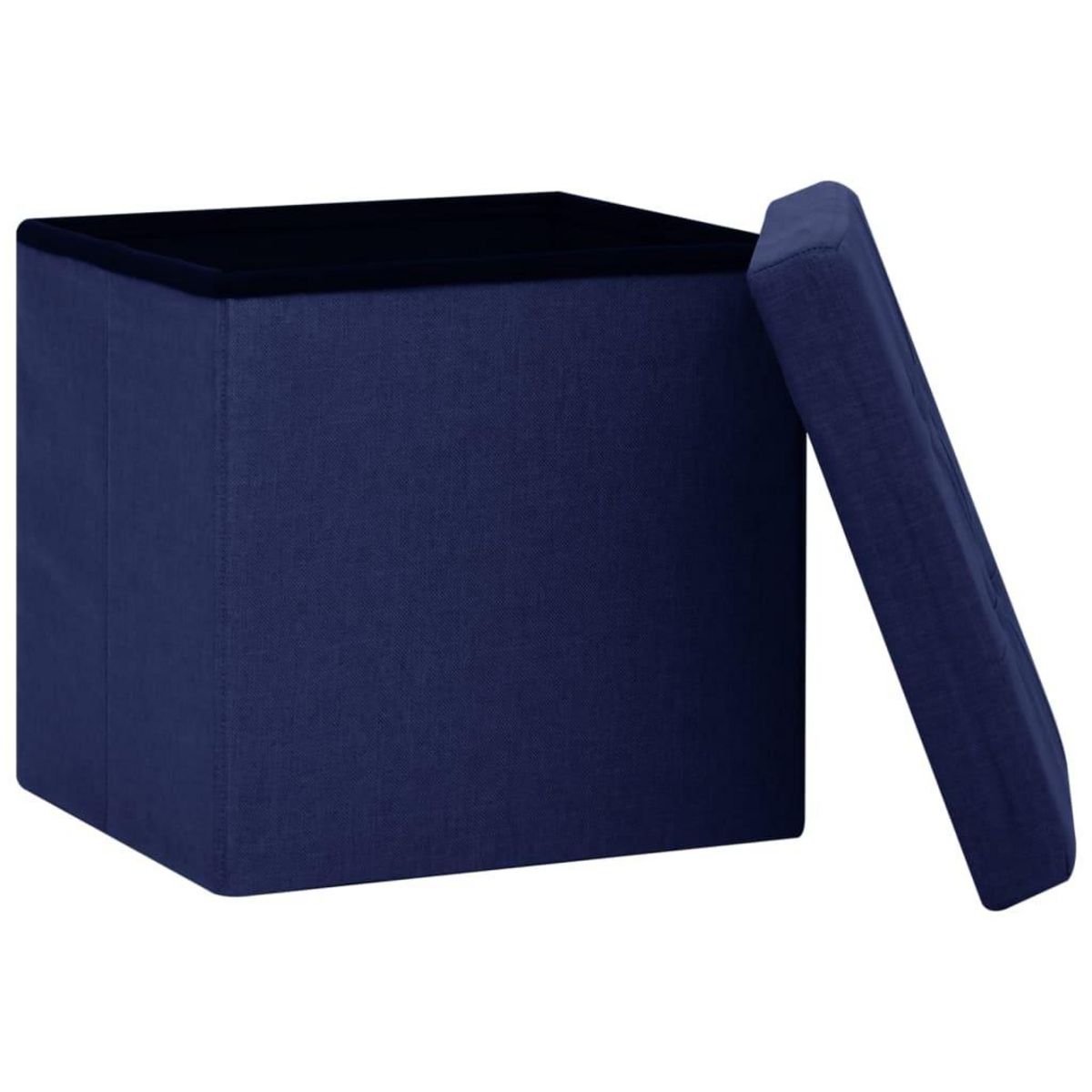 VIDAXL Tabouret de rangement pliable Bleu Faux lin