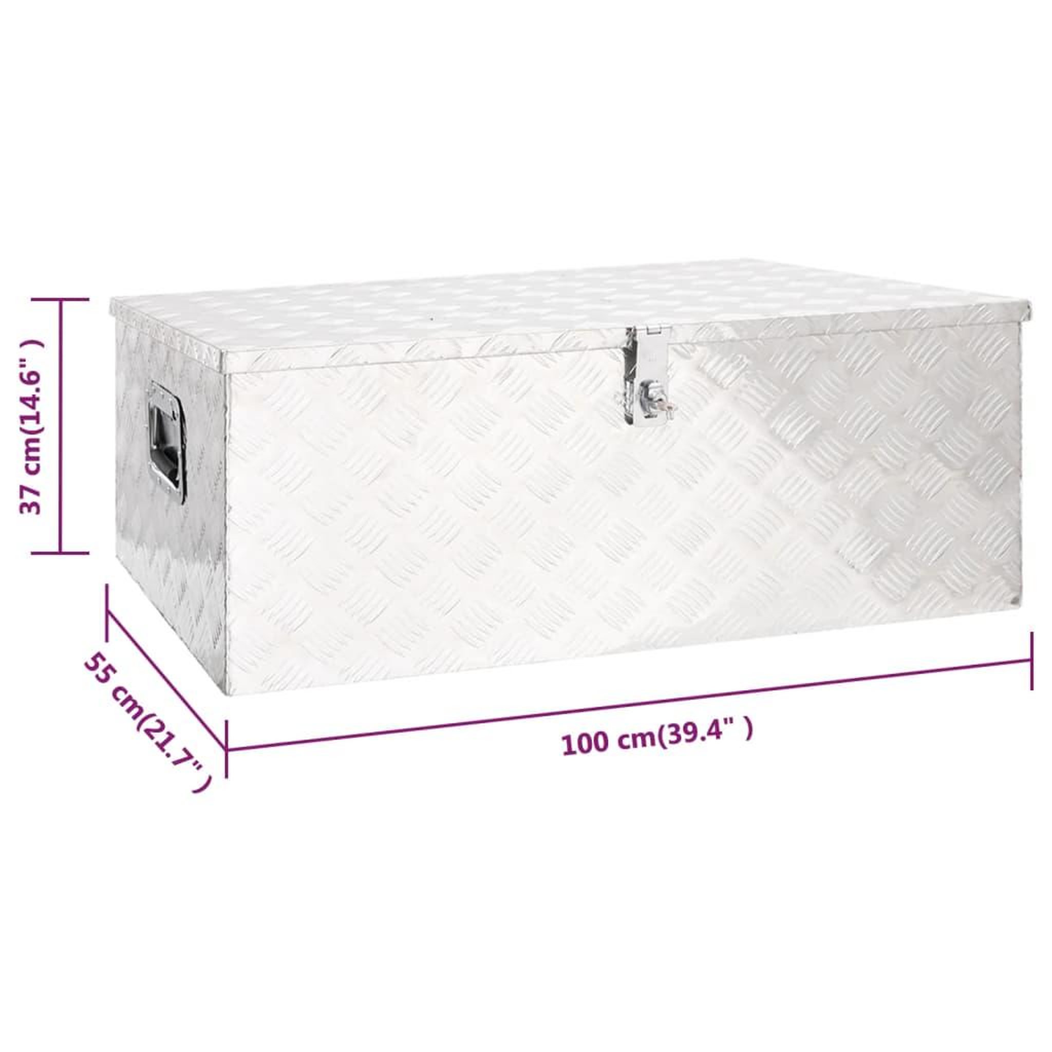 Voir la diapositive 6 : VIDAXL Boîte de rangement Argente 100x55x37 cm Aluminium