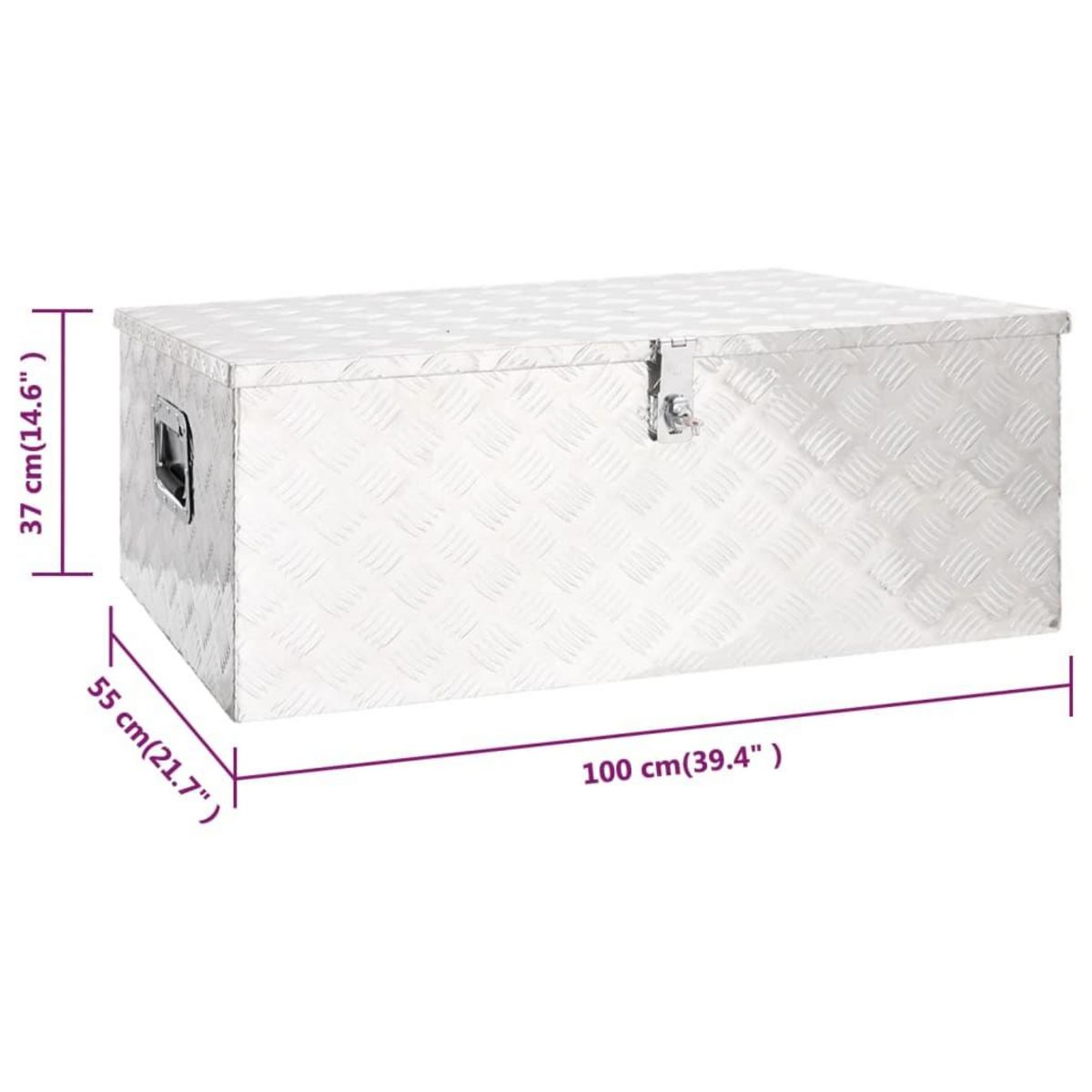 VIDAXL Boîte de rangement Argente 100x55x37 cm Aluminium