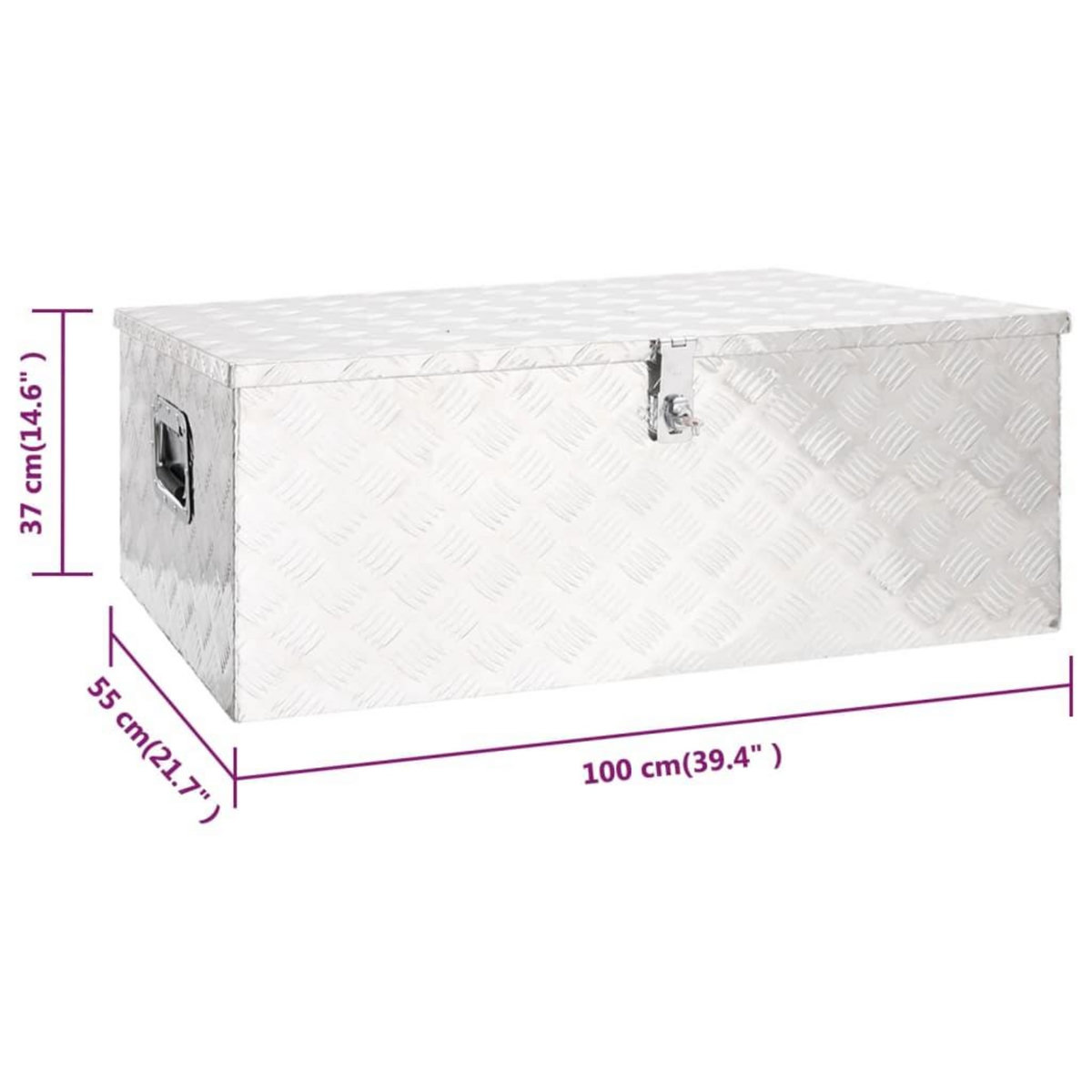 VIDAXL Boîte de rangement Argente 100x55x37 cm Aluminium