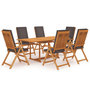 Voir la diapositive 1 : VIDAXL Ensemble a Manger de jardin 7pcs coussins Bois teck massif Gris