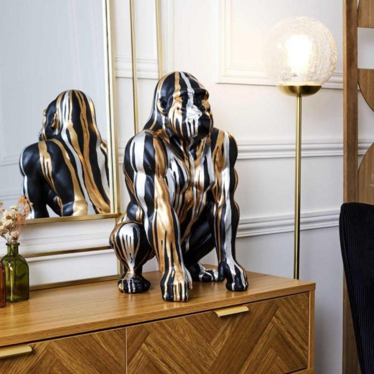 Paris Prix Statuette Déco Gorille  Coulure  45cm Noir