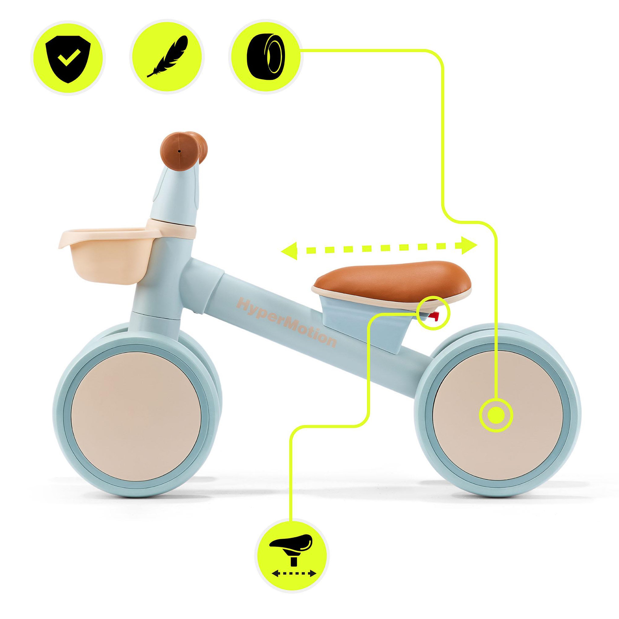 Voir la diapositive 3 : HYPERMOTION Draisienne enfant 4 roues HyperMotion Tobi Mini bleu avec panier 12-36 mois