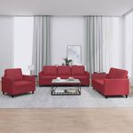 VIDAXL Ensemble de canapes 3 pcs et coussins Rouge bordeaux Similicuir