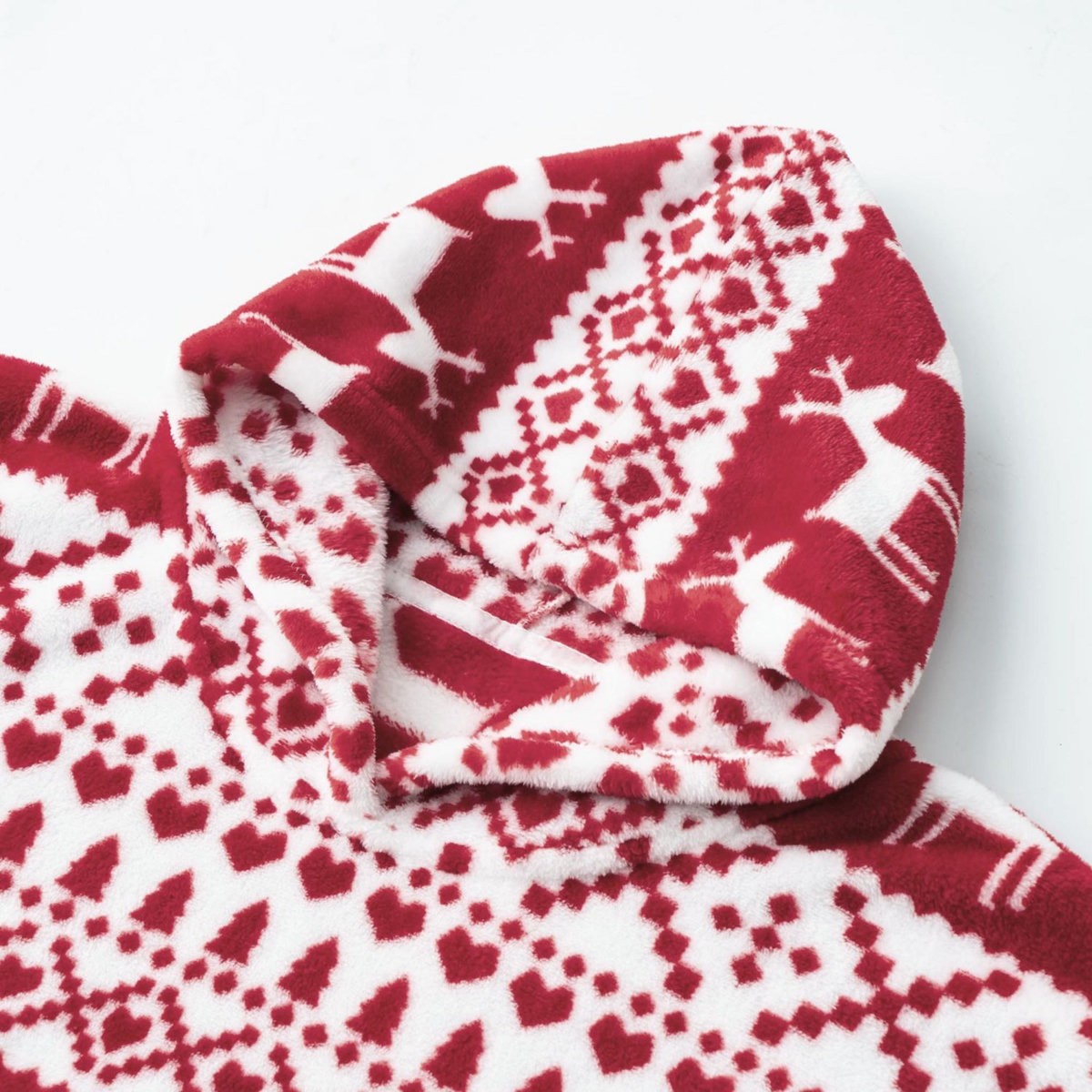 ACTUEL Poncho junior double face flanelle/sherpa imprimé carreaux 