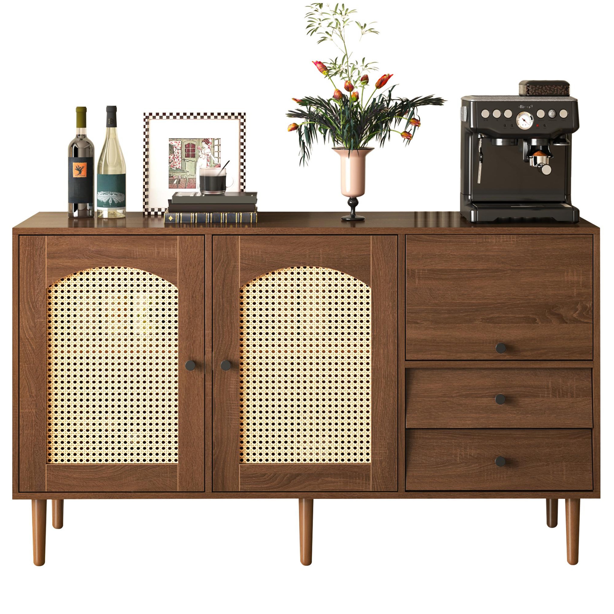 MERAX Buffet 3 porte(s) 2 tiroir(s) - 130 cm naturel panneau de particules