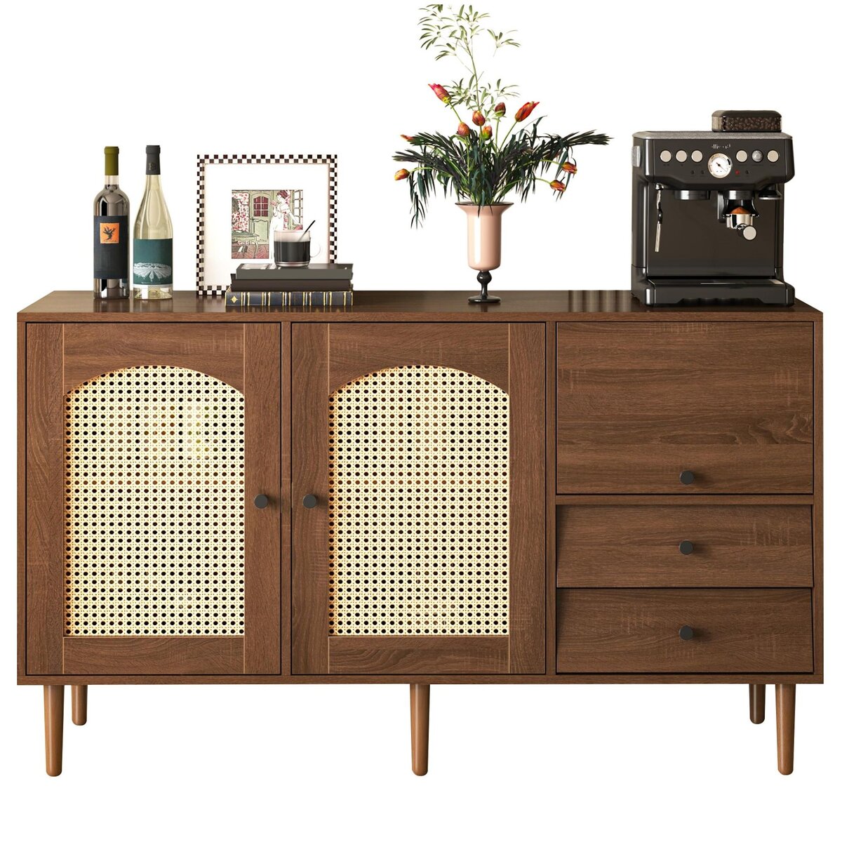 MERAX Buffet 3 porte(s) 2 tiroir(s) - 130 cm naturel panneau de particules