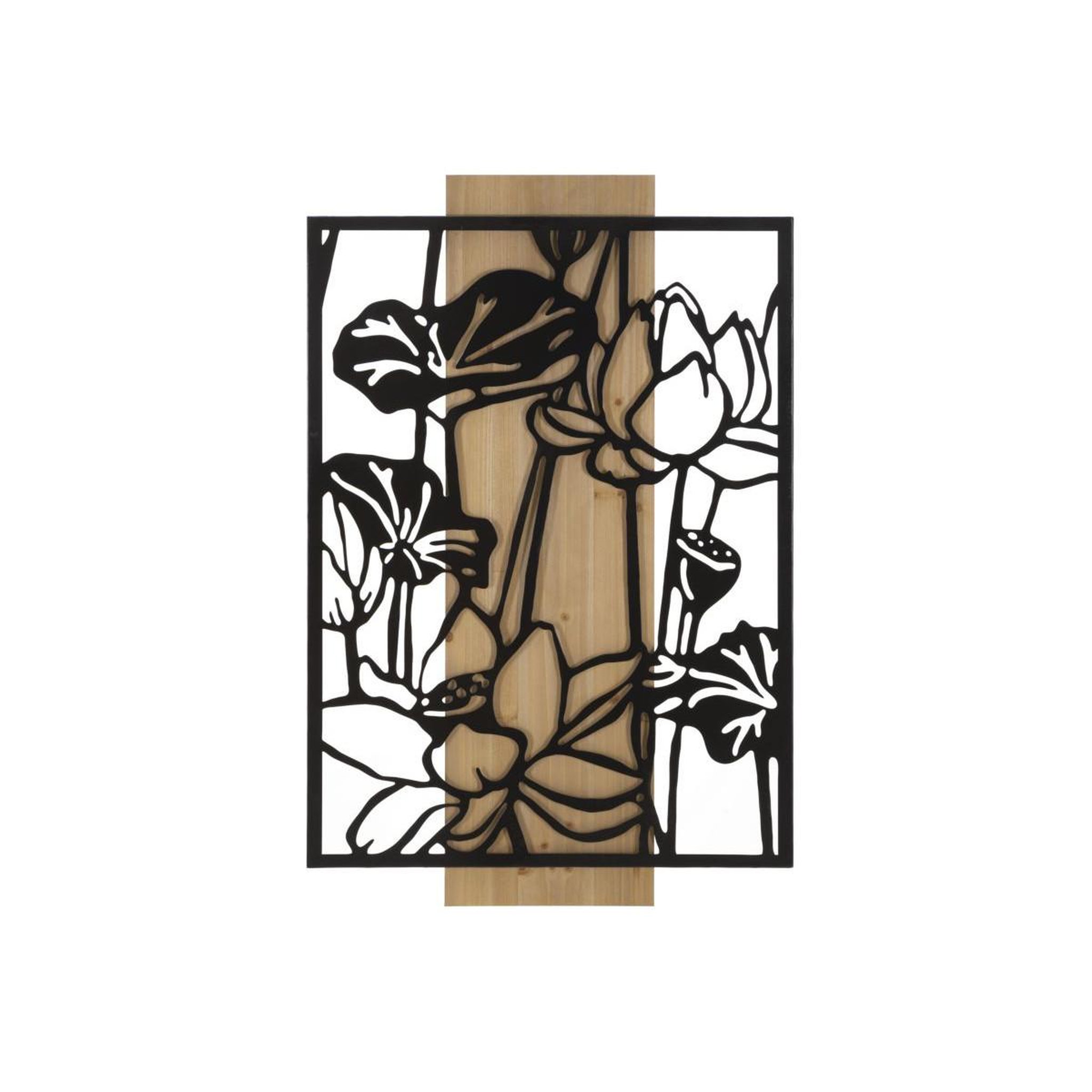 Paris Prix Décoration murale encadrée  lotus  90cm noir & naturel