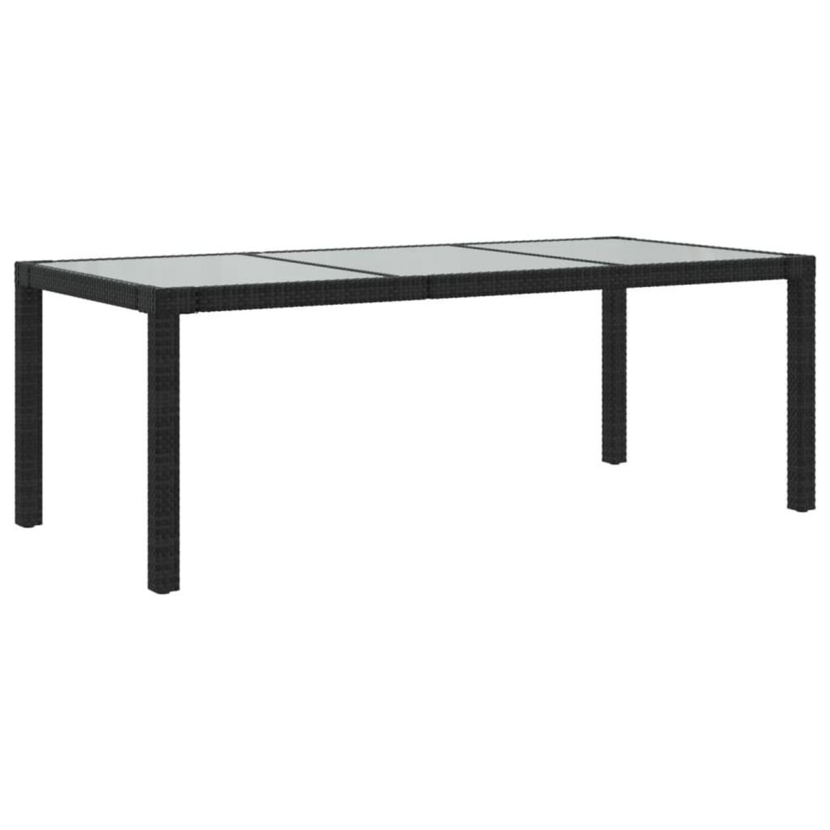 VIDAXL Table de jardin Noir 190x90x75 cm Verre trempe/resine tressee