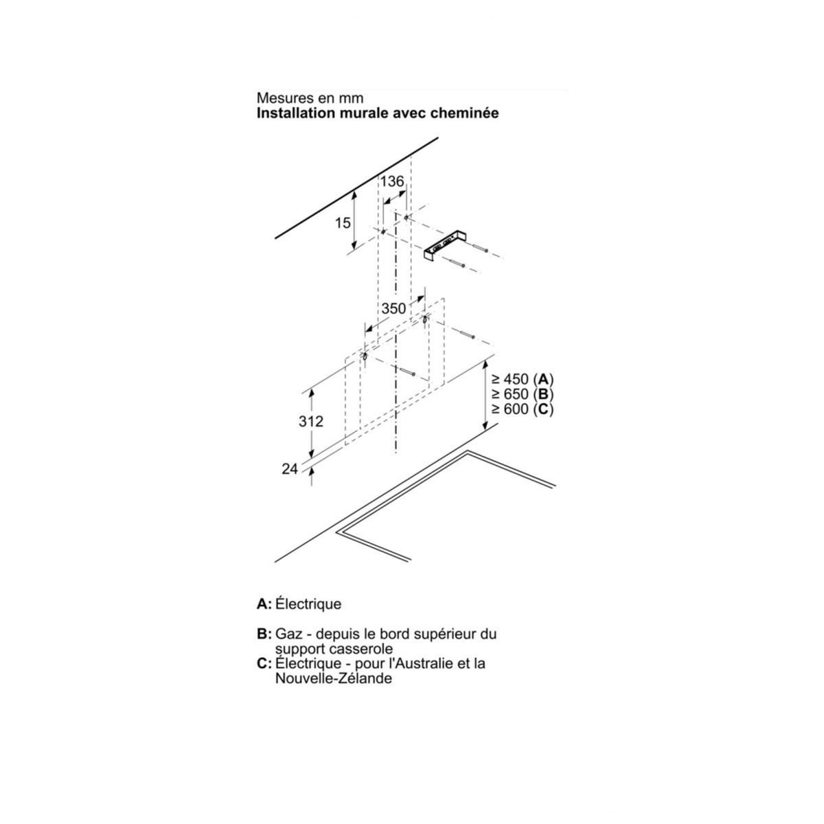 Siemens Hotte décorative inclinée 80cm 430m3/h noir - LC85KDK60