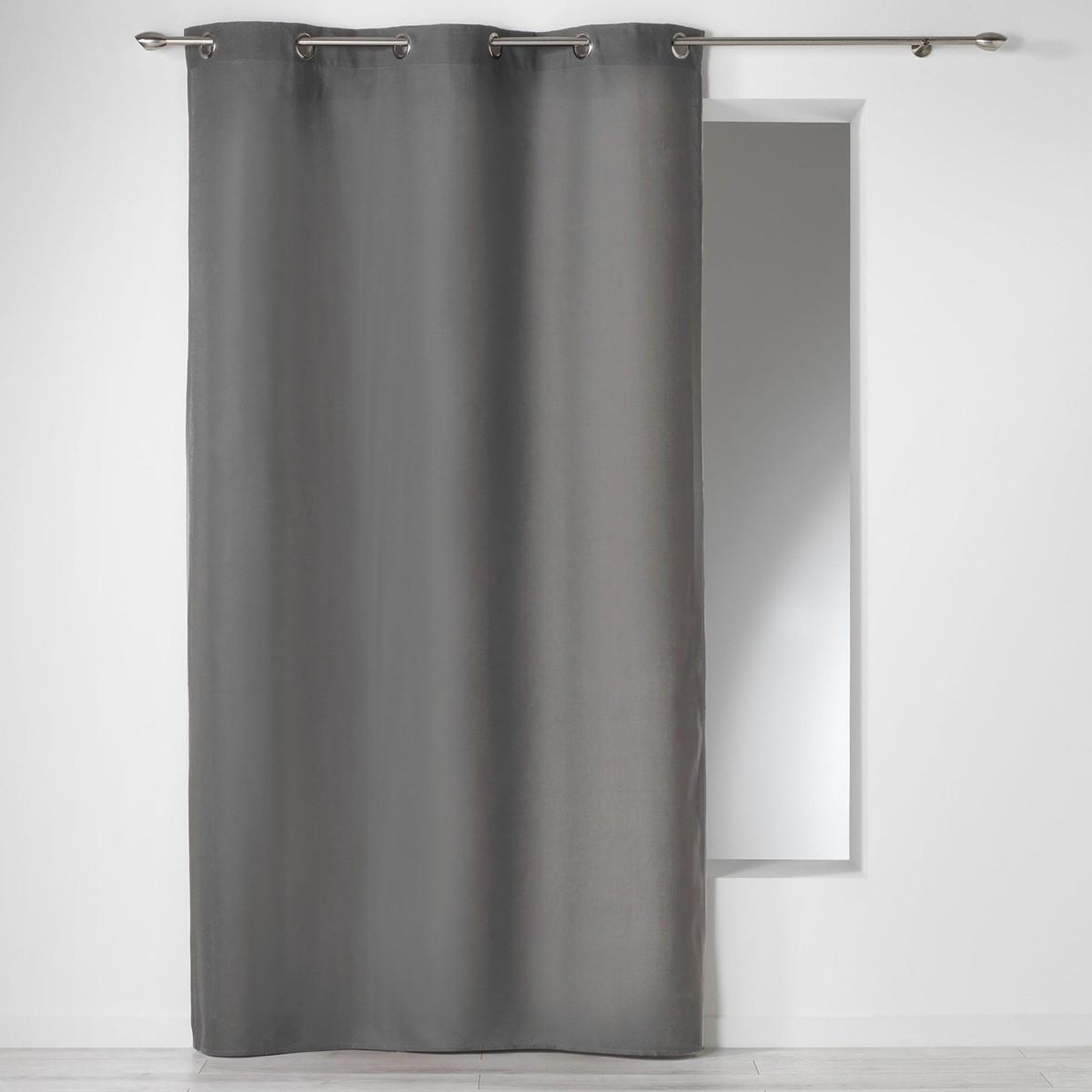 Douceur d'Intérieur Rideau à oeillets  panama  140x280cm gris ardoise