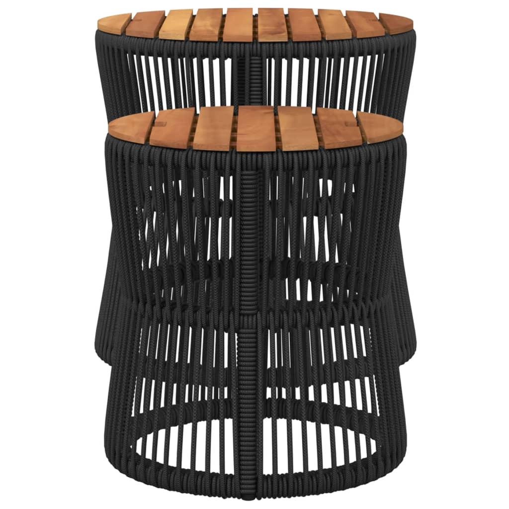 Voir la diapositive 5 : VIDAXL Tables d'appoint de jardin 2 pcs dessus en bois noir poly rotin