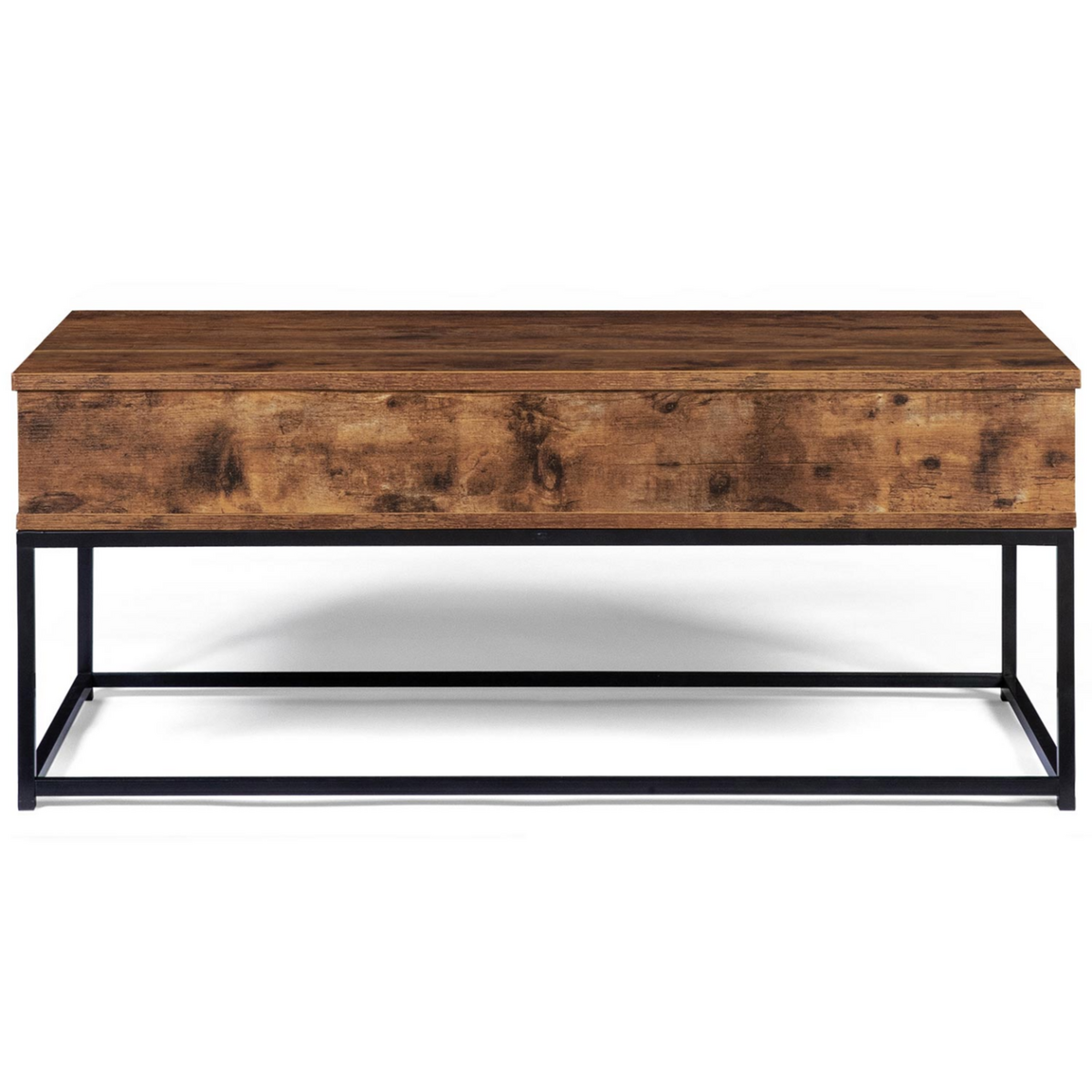 ID MARKET Table basse plateau relevable rectangulaire DAYTON effet vieilli design industriel
