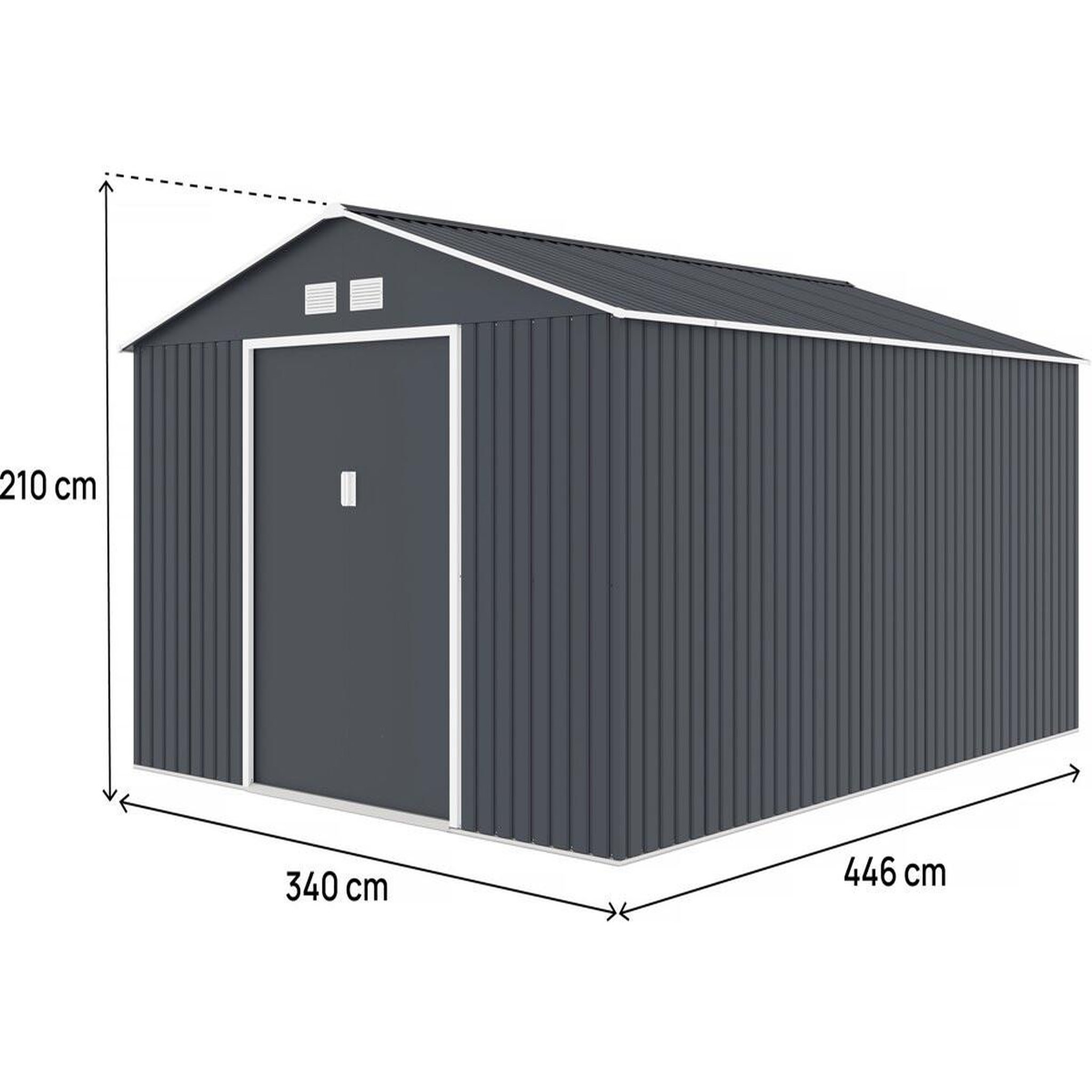 Voir la diapositive 3 : Habitat et Jardin Abri de jardin métal  vegas - 15 m² - gris