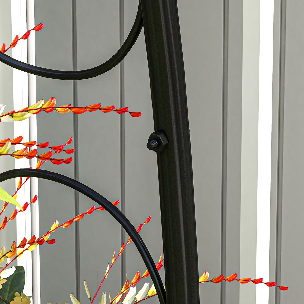 OUTSUNNY Arche de jardin arche à rosiers style fer forgé acier époxy noir