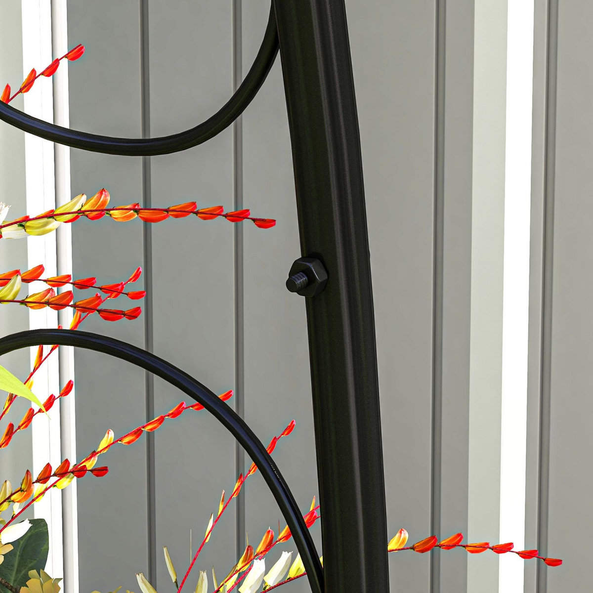 OUTSUNNY Arche de jardin arche à rosiers style fer forgé acier époxy noir