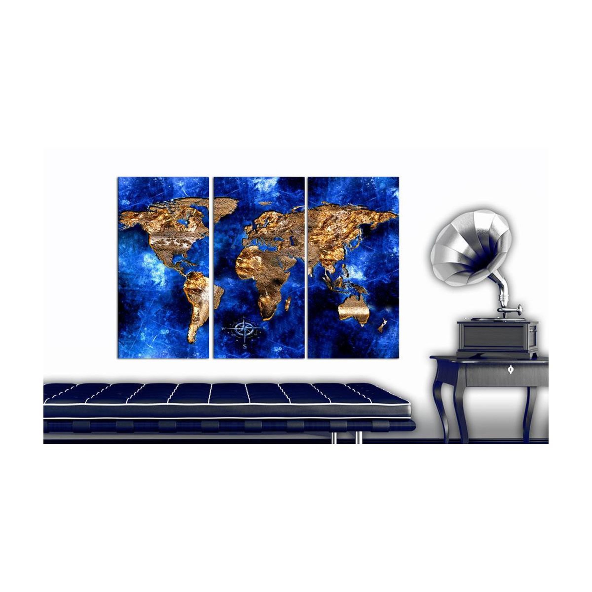 Voir la diapositive 2 : Paris Prix Tableau en liège  carte du monde - golden continents