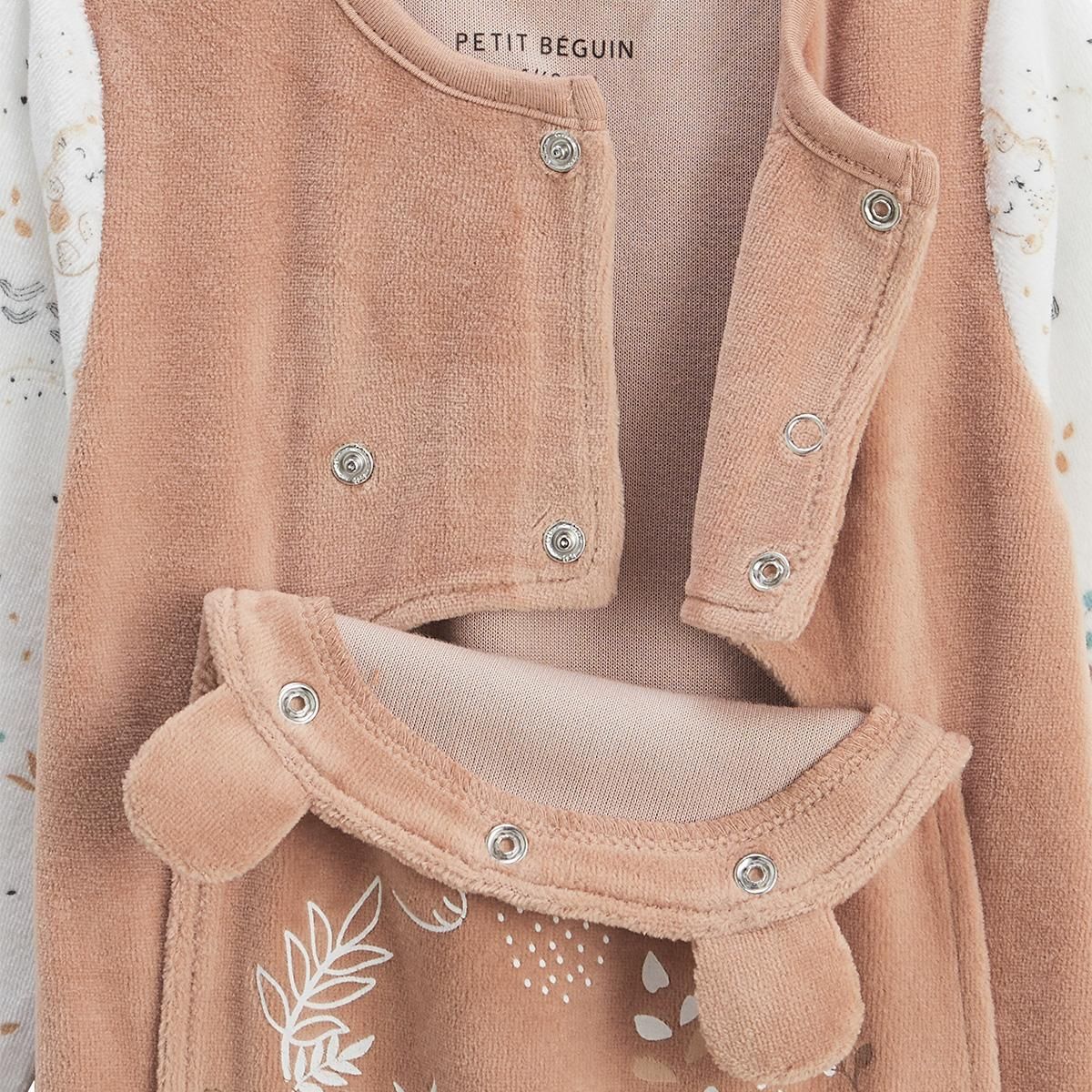 Petit Béguin Pyjama bébé en velours ouverture pont Mini Loutre