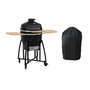 Voir la diapositive 1 : SWEEEK Barbecue charbon en céramique. Kamado Ø54.5cm. avec chariot. garde au chaud. récupérateur de cendre et housse. tablettes rétractables