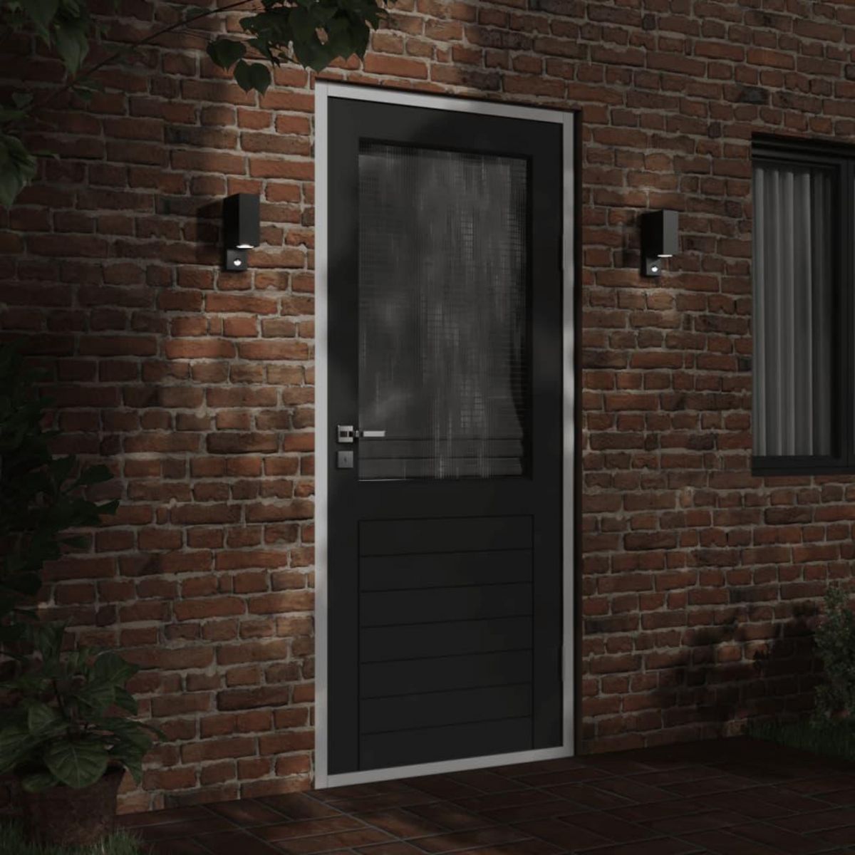 VIDAXL Appliques murales d'exterieur avec capteurs 2 pcs noir
