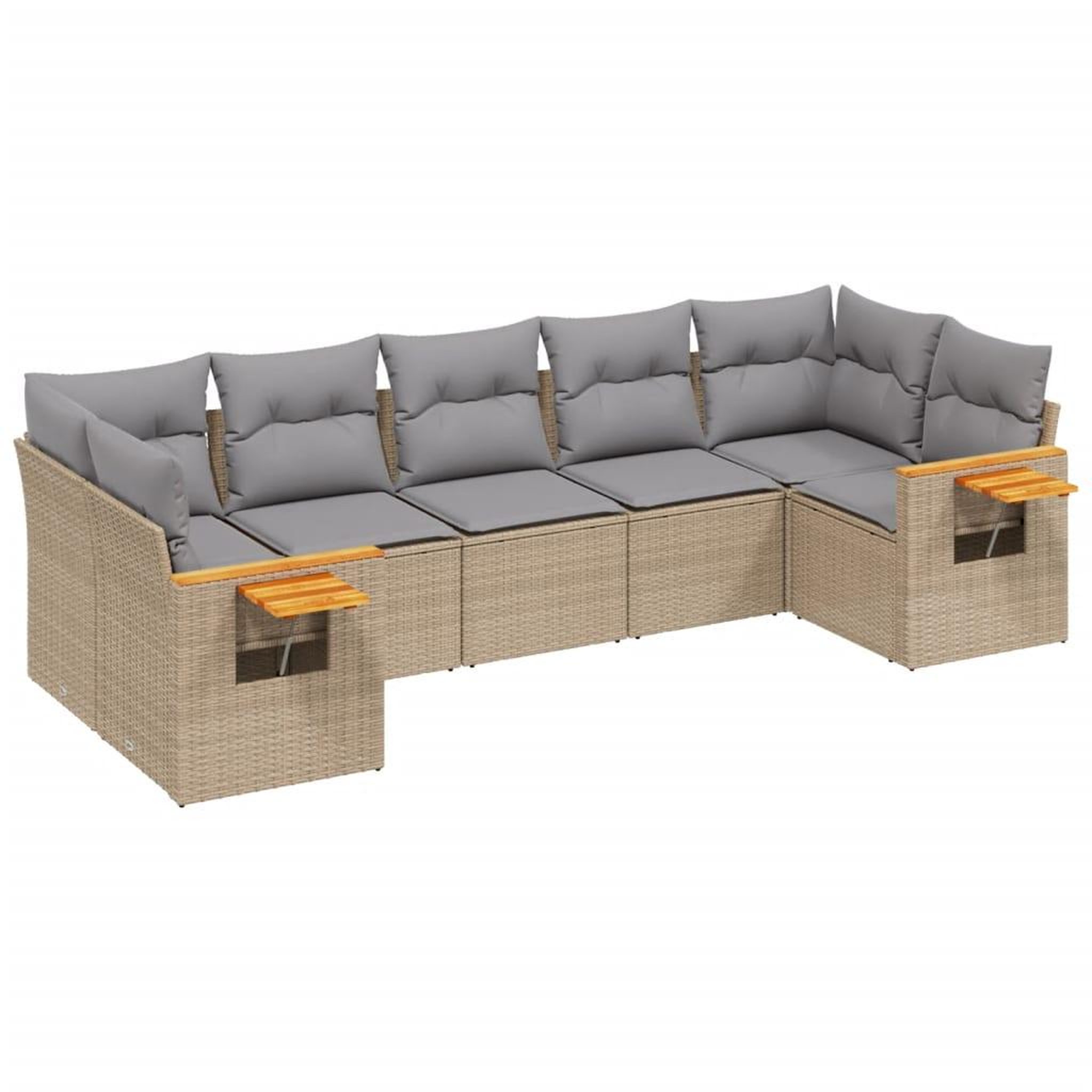 Voir la diapositive 2 : VIDAXL Salon de jardin avec coussins 7 pcs beige resine tressee